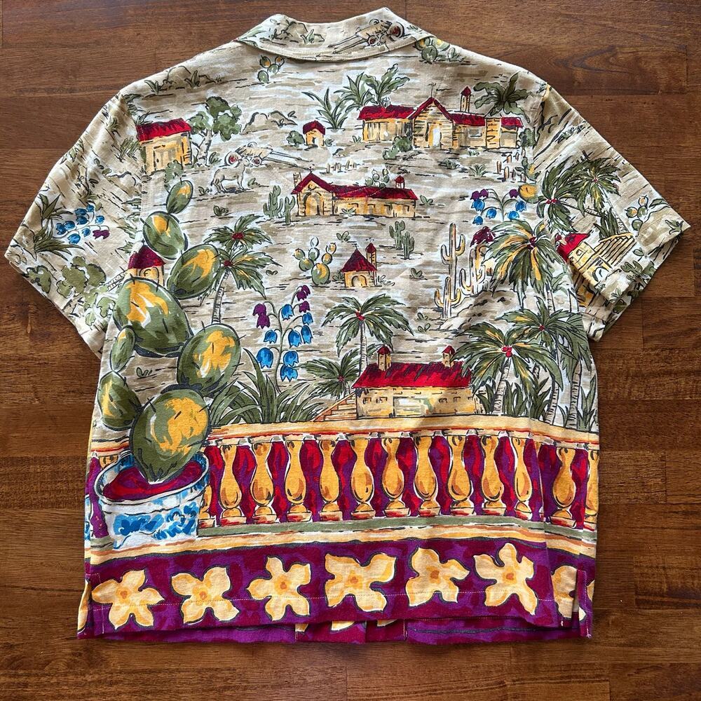 Hearts of Palm Linen Blend Tropical Resort Shirt Size 10, Vibrant Cactus & Palm​ - Picture 8 of 8